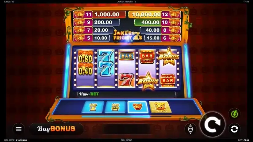 Joker Fright 7s slot screenshot 