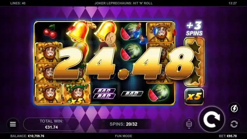 Joker Leprechauns Hit-N-Roll slot screenshot 9
