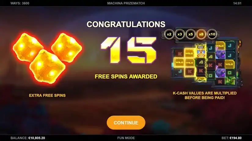 Machina PrizeMatch slot screenshot 2