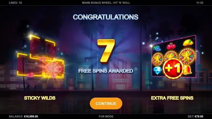 Miami Bonus Wheel Hit ‘n’ Roll slot screenshot 3