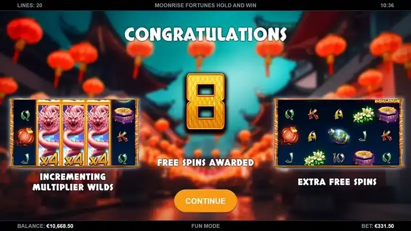 Moonrise Fortunes Hold & Win slot screenshot 2