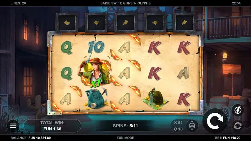 Sadie Swift: Guns’n Glyphs slot screenshot 4