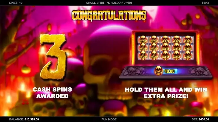 Skull Spirit 7s Hold and Win slot screenshot 2