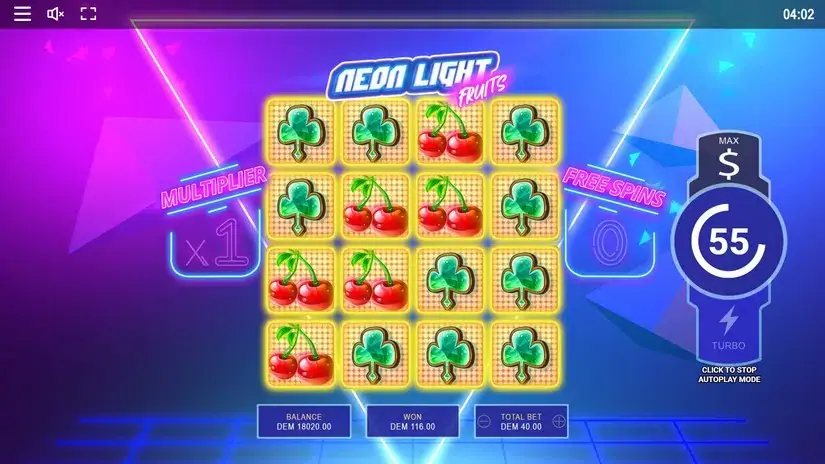 Neon Light Fruits slot screenshot 4