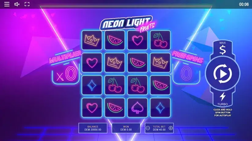 Neon Light Fruits slot screenshot 1