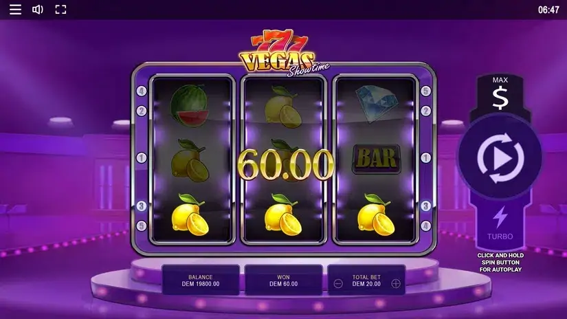 Vegas Showtime slot screenshot 4