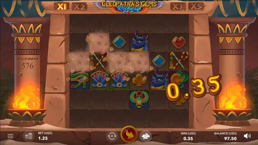 Cleopatras Gems Rockways slot screenshot 2