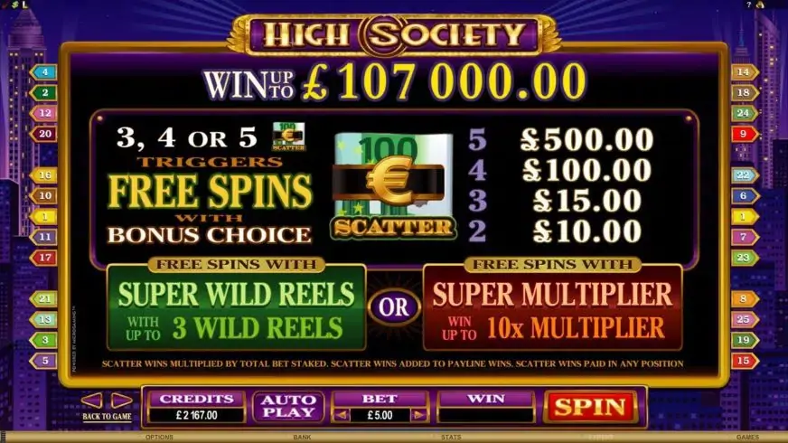 High Society slot screenshot 3