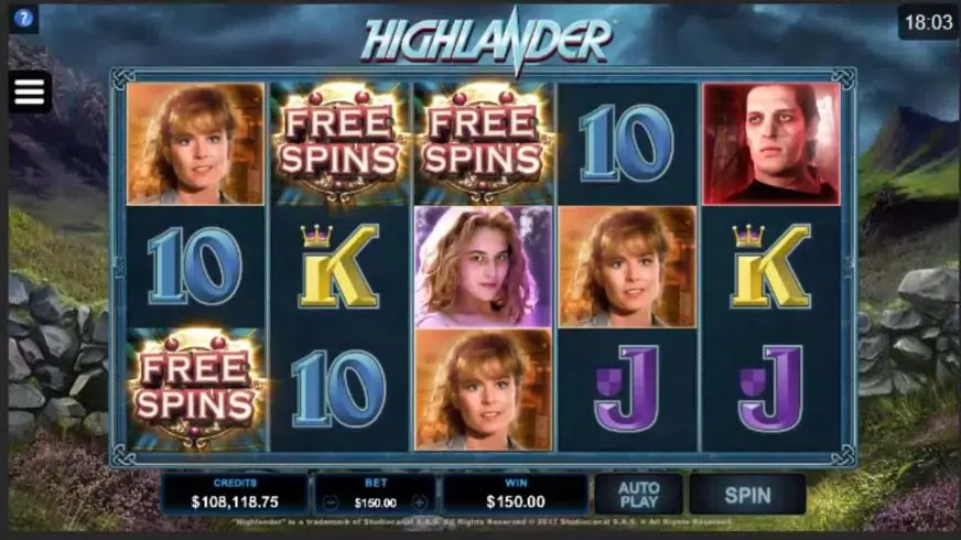 Highlander slot screenshot 1
