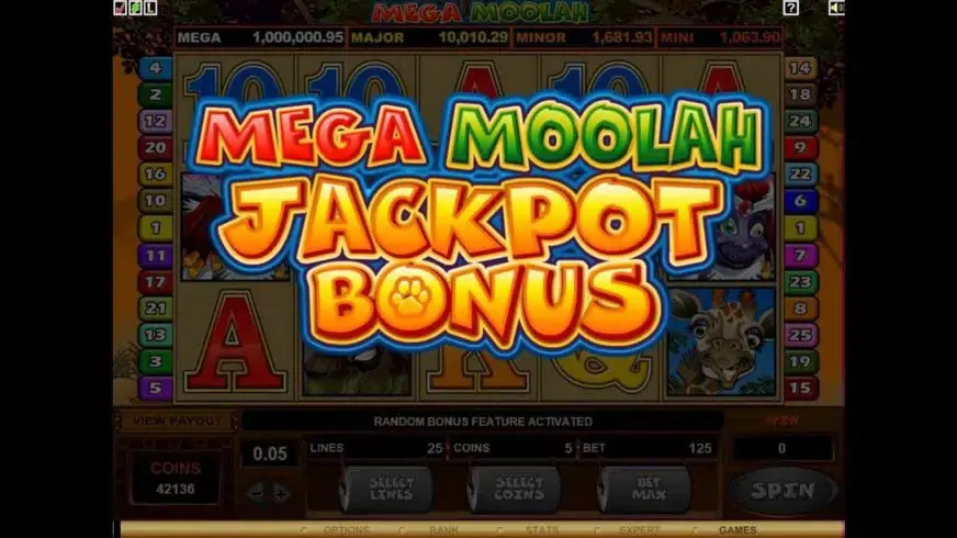 Mega Moolah Isis slot screenshot 2