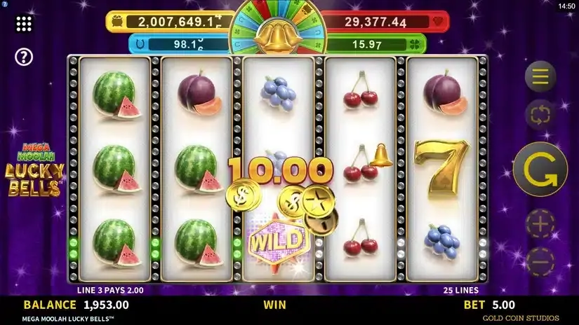 Mega Moolah Lucky Bells slot screenshot 3