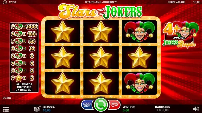 Stars and Jokers slot screenshot 