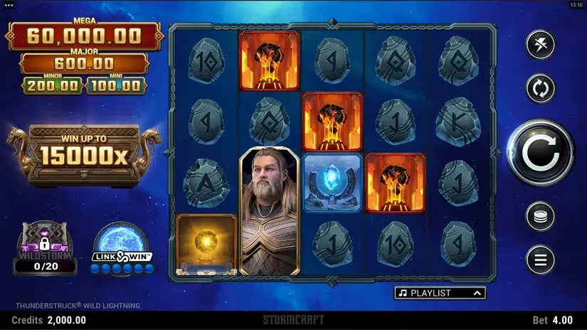 Thunderstruck Wild Lightning slot screenshot 