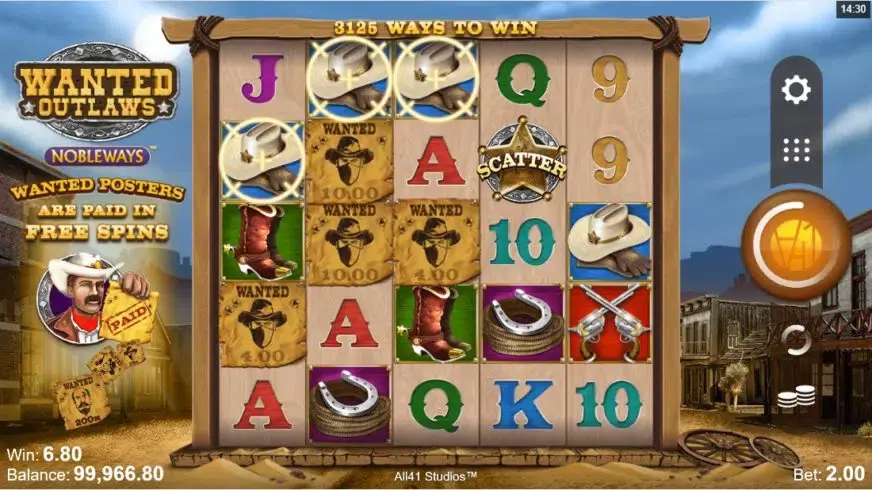 Wanted Outlaws Nobleways slot screenshot 2