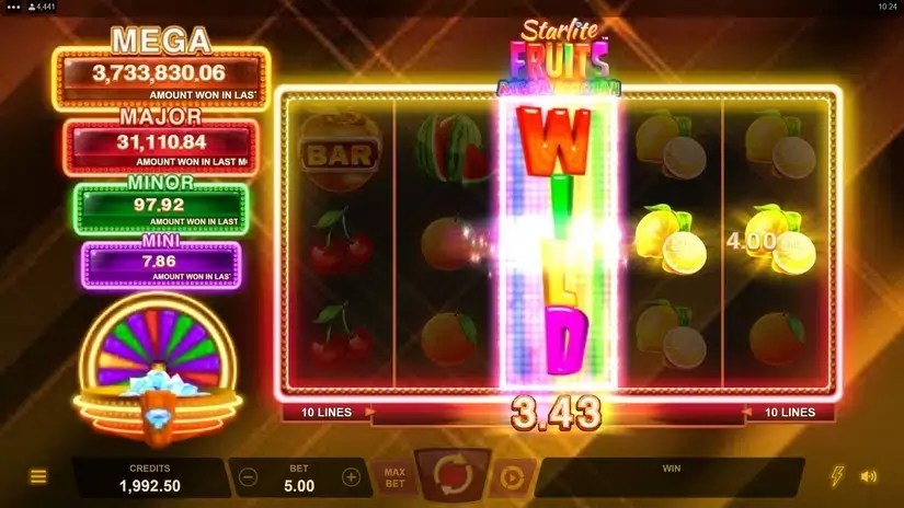 Starlite Fruits Mega Moolah slot screenshot 2
