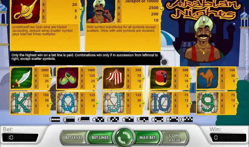 Arabian Nights slot screenshot 2