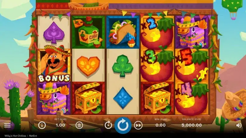 Willys Hot Chillies slot screenshot 