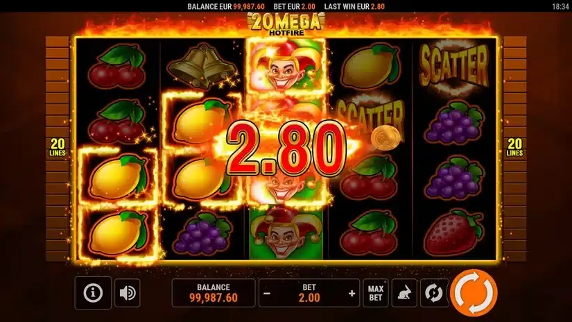 20 Mega Hotfire slot screenshot 2