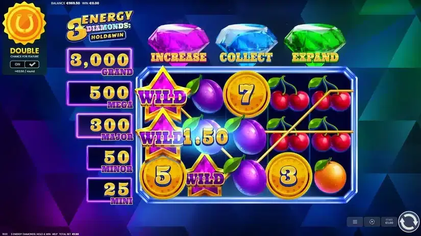 3 Energy Diamonds slot screenshot 
