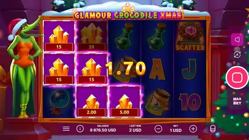 Glamour Crocodile Christmas slot screenshot 2
