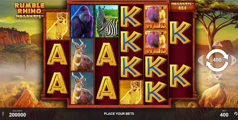 Rumble Rhino Megaways slot screenshot 1
