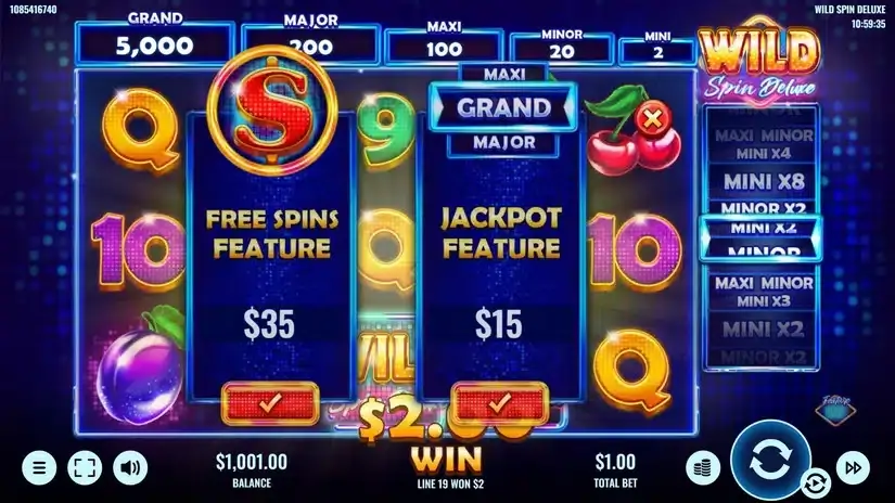 Wild Spin Deluxe slot screenshot 2