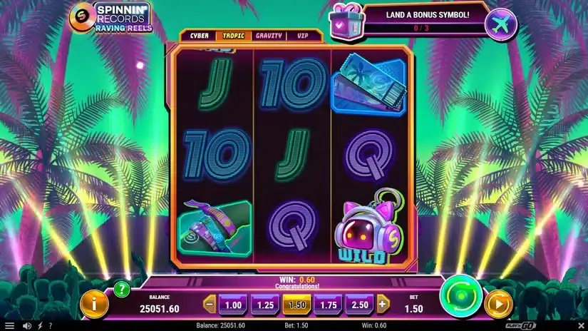 Spinnin’ Records Raving Reels slot screenshot 