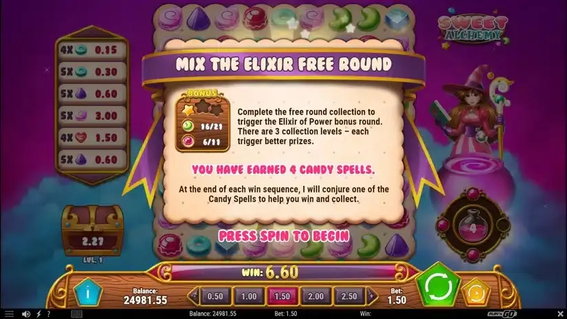 Sweet Alchemy slot screenshot 3