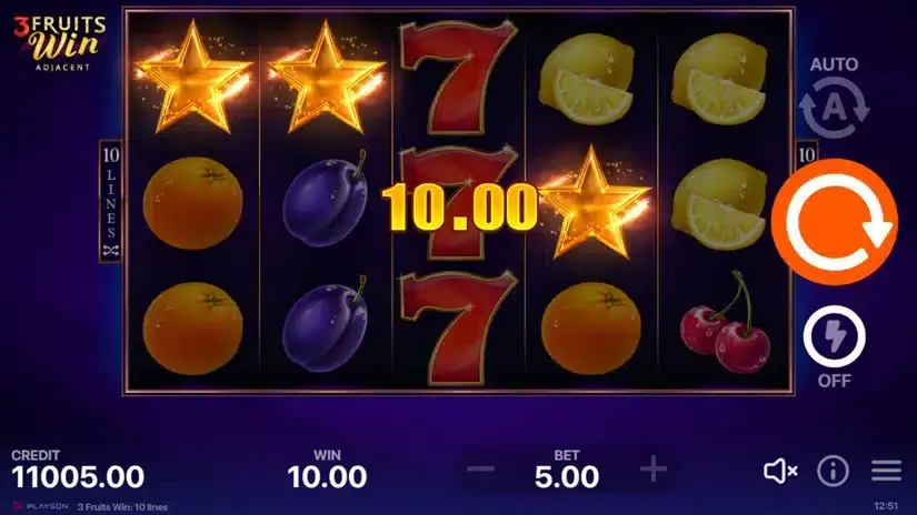 3 Fruits Win: 10 lines slot screenshot 2