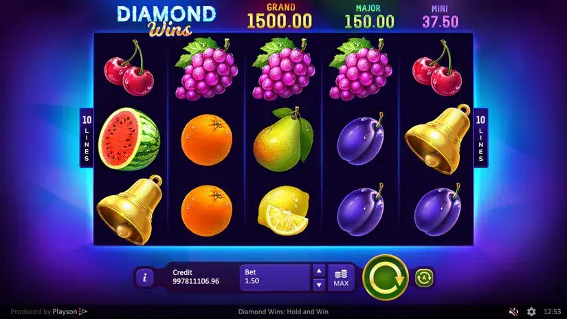 Diamond Wins: Hold & Win slot screenshot 2