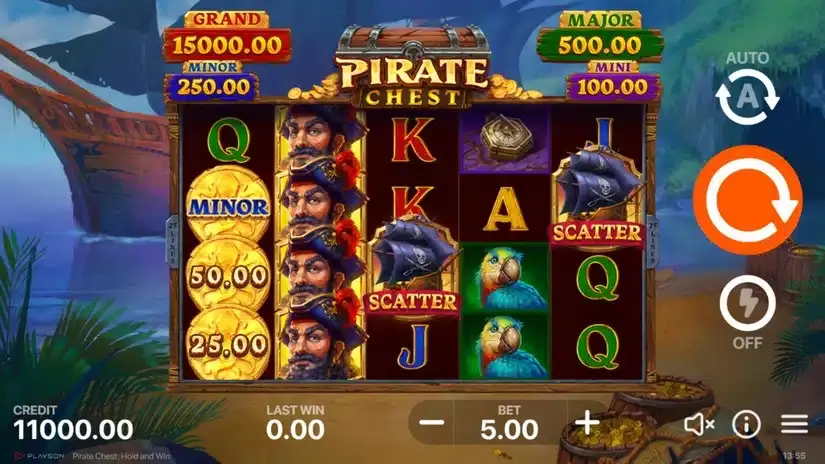 Pirate Chest: Hold and Win slot screenshot 