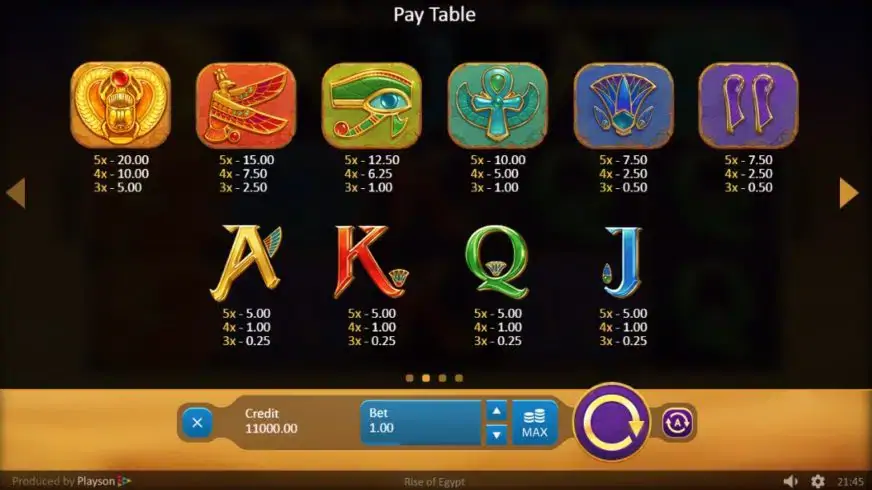 Rise of Egypt slot screenshot 2