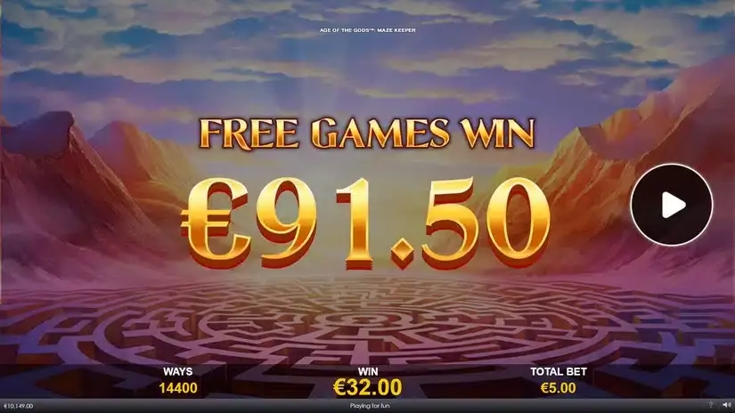 Age Of The Gods Maze Keeper slot screenshot