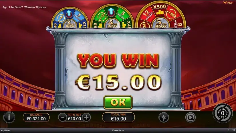 Age of the Gods Wheels of Olympus slot screenshot 