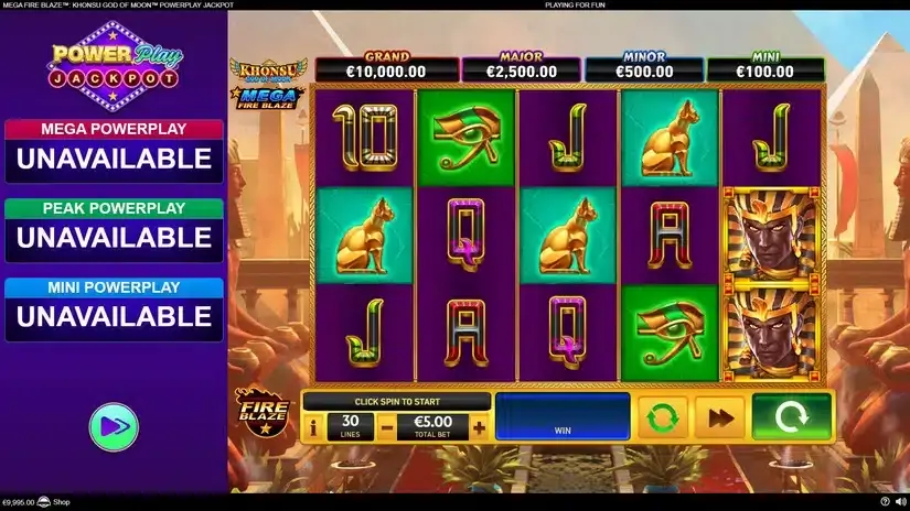 Mega Fire Blaze: Khonsu God of Moon Powerplay Jackpot slot screenshot 1