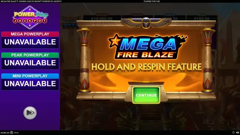 Mega Fire Blaze: Khonsu God of Moon Powerplay Jackpot slot screenshot 3