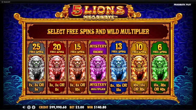 5 Lions Megaways slot screenshot 3