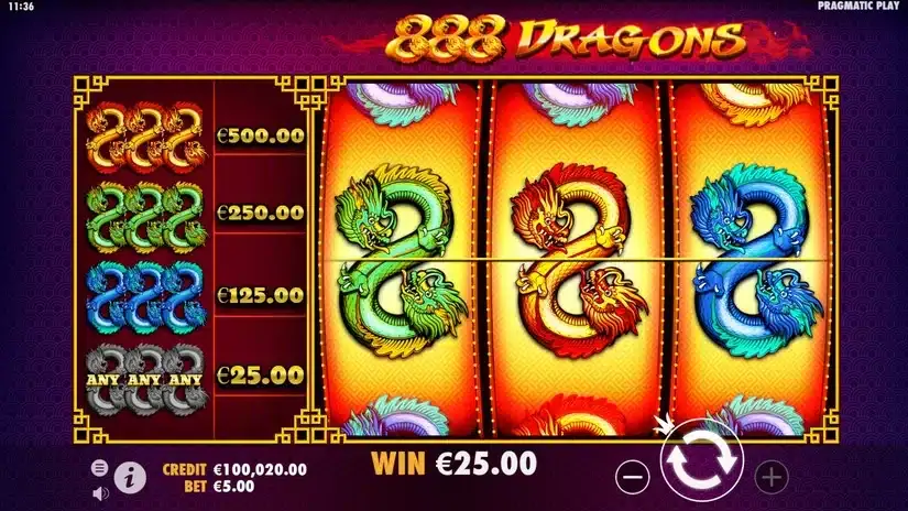 888 Dragons slot screenshot 