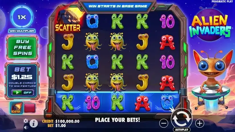 Alien Invaders slot screenshot 