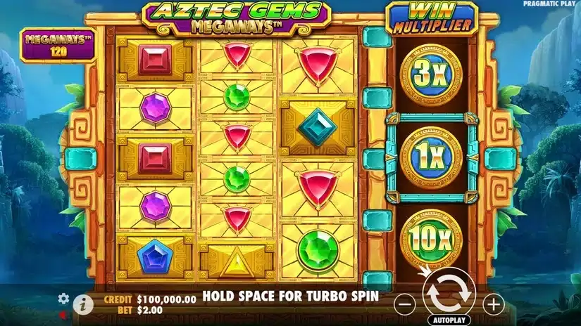Aztec Gems Megaways slot screenshot 