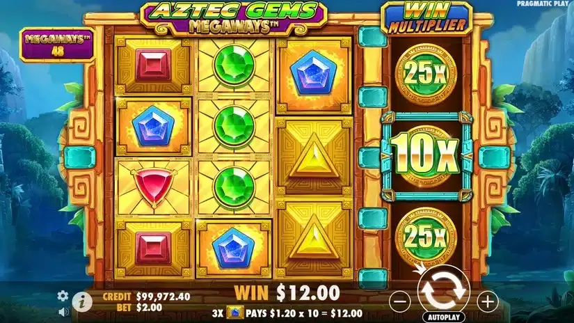 Aztec Gems Megaways slot screenshot 