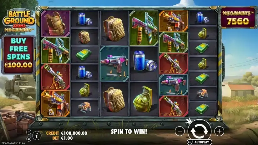 Battle Ground Zero Megaways slot screenshot 