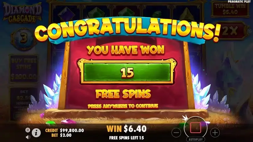 Diamond Cascade slot screenshot 