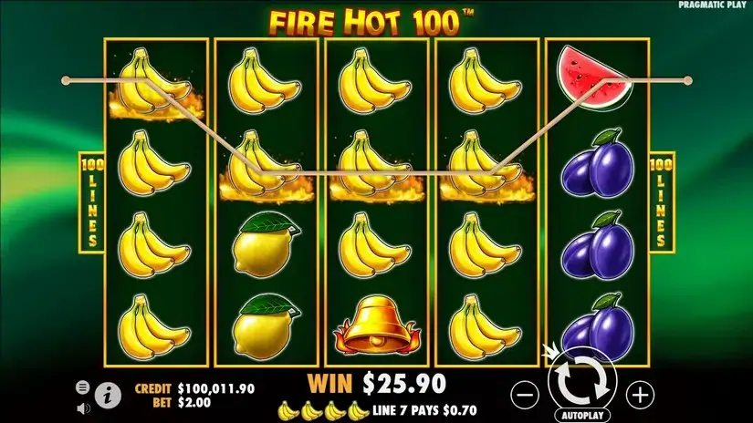 Fire Hot 100 slot screenshot 2