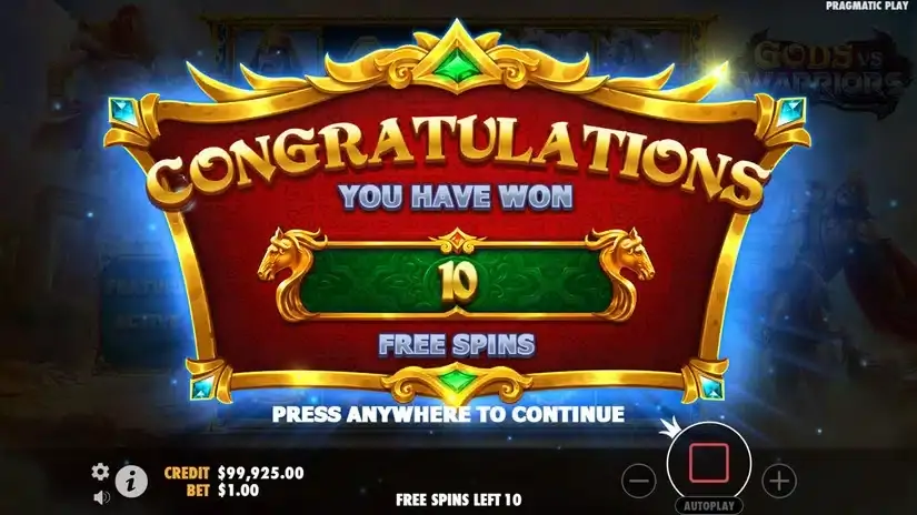 Gods vs Warriors slot screenshot 3