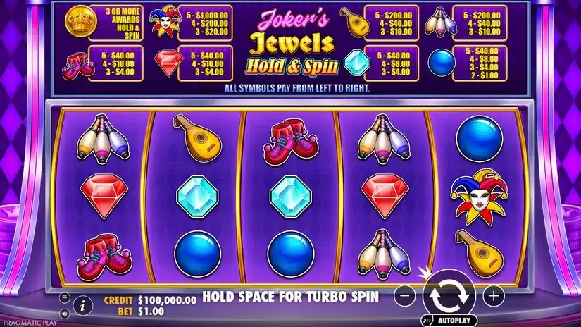 Joker’s Jewels Hold & Spin slot screenshot 1