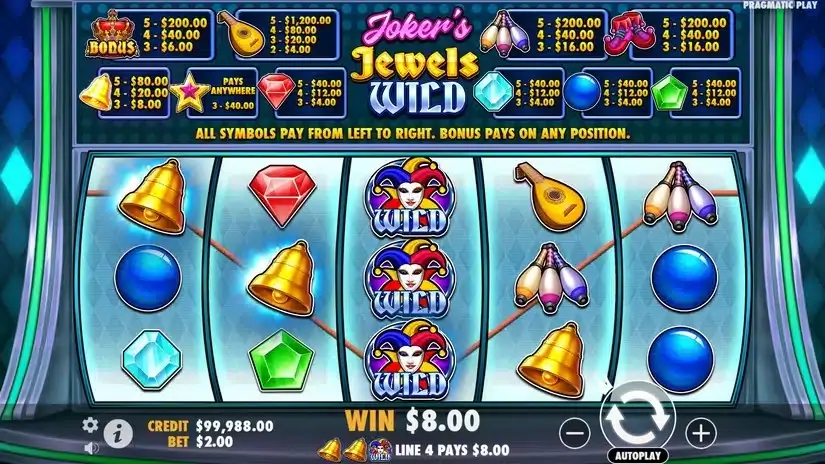 Joker’s Jewels Wild slot screenshot 