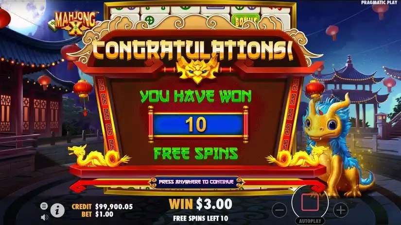 Mahjong X slot screenshot 4