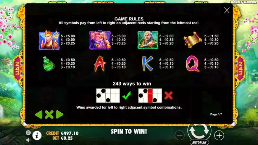 Monkey Warrior slot screenshot 3