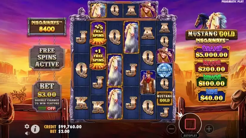 Mustang Gold Megaways slot screenshot 2